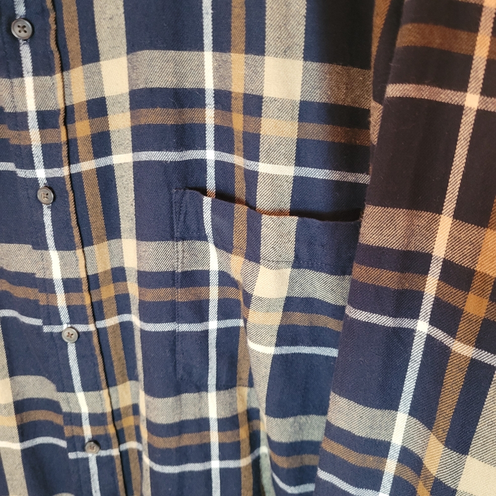 The Foundry Supply Co. Navy and Beige Plaid Long Sleeve Button Up Sz 4XLT - Picture 2 of 11